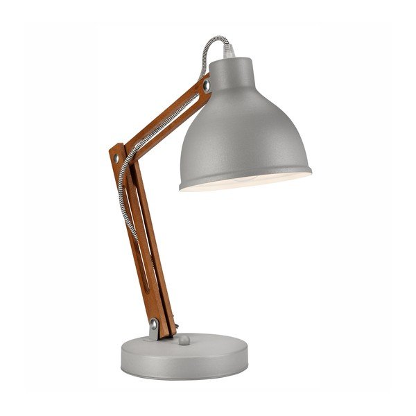 Lampada da tavolo grigia/marrone con paralume in metallo (altezza totale 44 cm) Marcello – LAMKUR