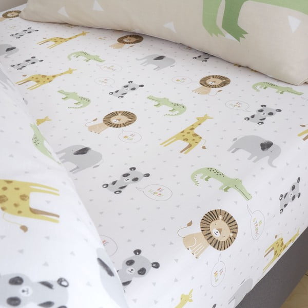 Lenzuolo con angoli per bambini bianco per culla 70x140 cm Roarsome Animals – Catherine Lansfield-image-1