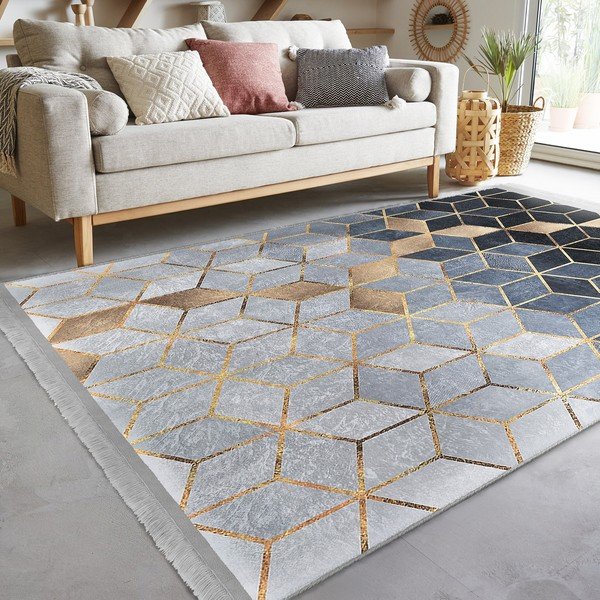 Tappeto blu-grigio 80x200 cm Optic - Mila Home-image-1