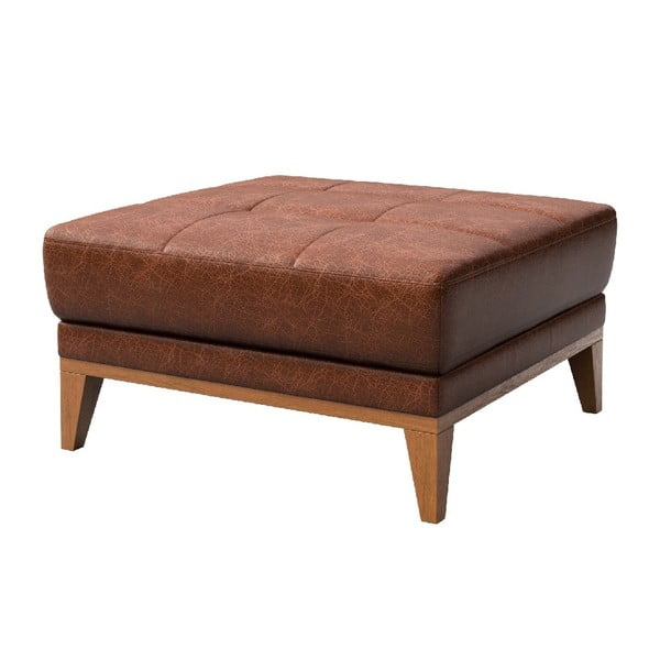 Pouf in pelle marrone cognac Musso - MESONICA