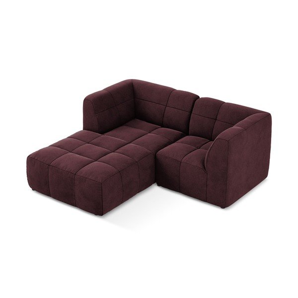 Divano angolare burgundy (con penisola a sinistra/con chaise lounge) con rivestimento in velluto Aloha – Makamii-image-3