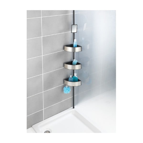 Mensola angolare telescopica per doccia Prea Argento/Nero, 27 x 20 cm Premium - Wenko-image-4