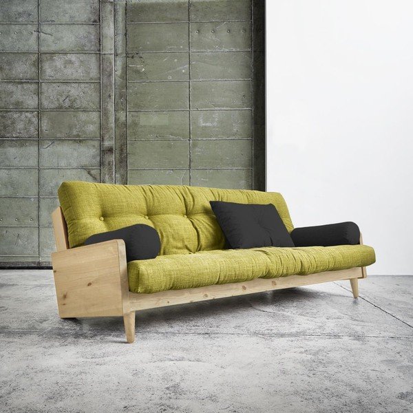Rozkládací pohovka Karup Indie Natural/Avocado Green/Dark Grey