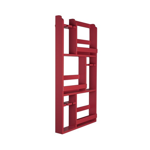 Portabottiglie da parete rosso in legno di cauciù massiccio numero di bottiglie 12 80x120x10 cm Myron – Dutchbone-image-2