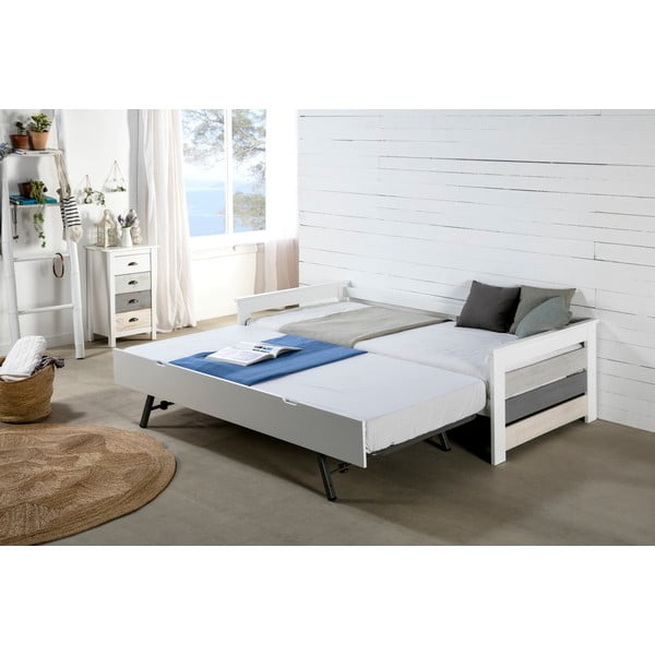 Cassettiera alta bianca e grigia con 4 cassetti , 46 x 80 cm Romantica - Marckeric-image-1