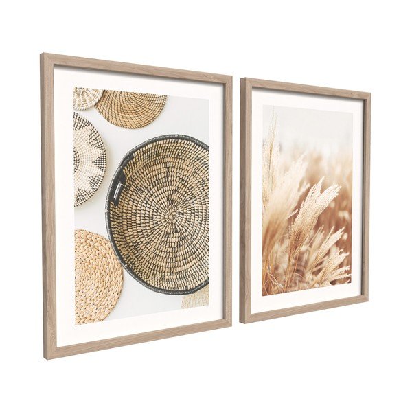 Set di dipinti stampati con cornice inclusa 2 pz 30x40 cm Full Beige – Styler-image-2