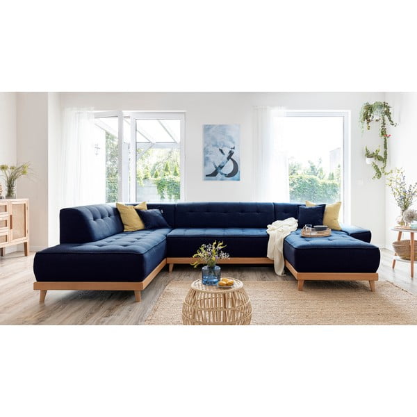 Divano letto a U blu navy, angolo sinistro Dazzling Daisy - Miuform-image-3