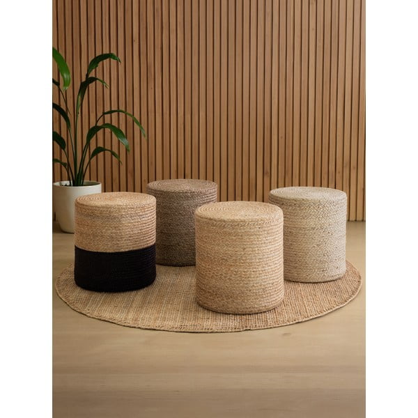 Poggiapiedi nero e colore naturale Juta Gold Black – Hanse Home-image-3