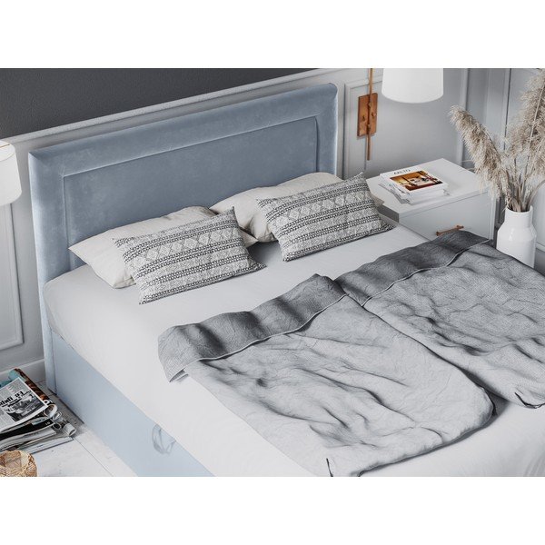 Letto matrimoniale in velluto blu pallido, 200 x 200 cm Yucca - Mazzini Beds-image-4