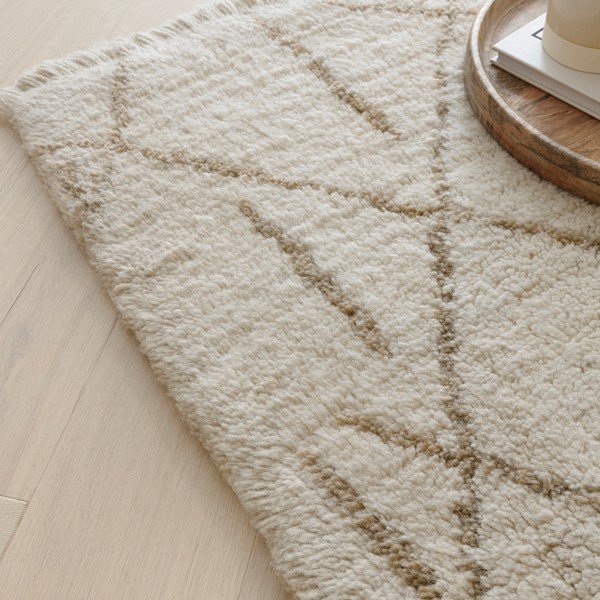 Tappeto in lana lavabile e tessuto crema 160x230 cm Azera Crosshatch - Asiatic Carpets-image-2