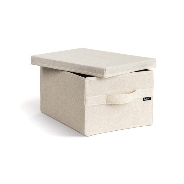 Scatola con coperchio beige in tessuto 27x36x19 cm Soft Storage Small – Bigso-image-3