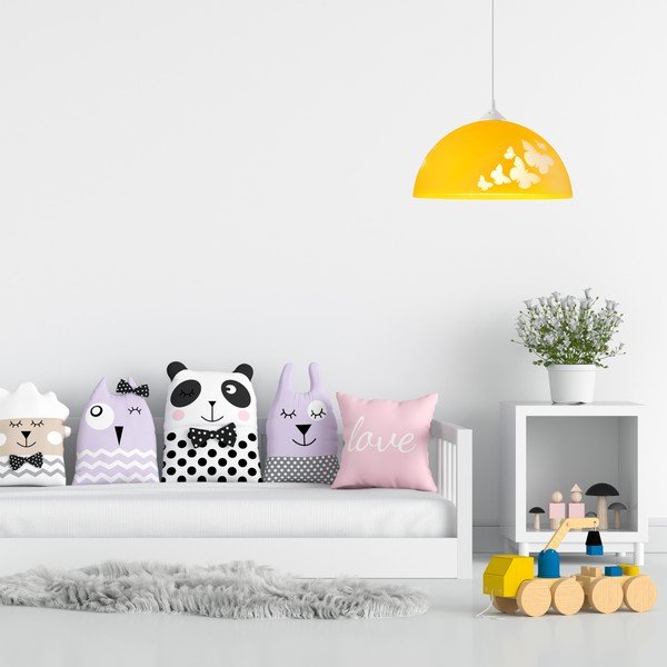 Apparecchio per bambini giallo ocra con paralume in vetro ø 30 cm Mariposa - LAMKUR-image-3