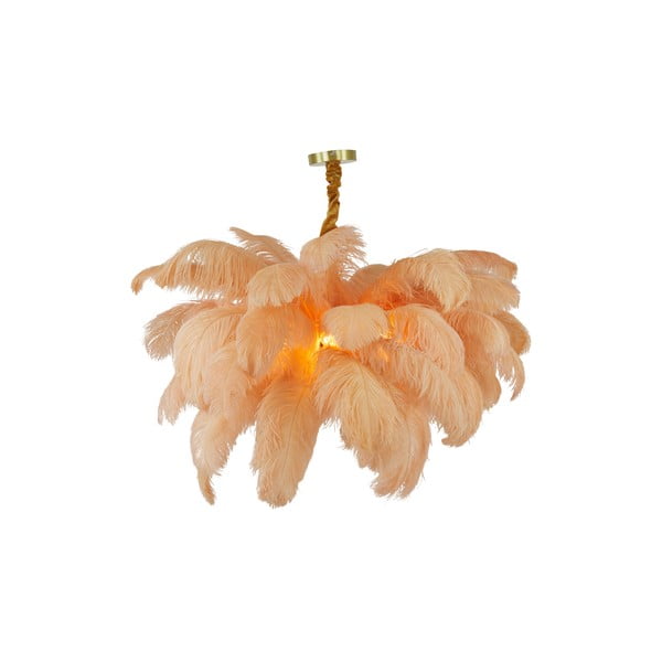 Lampadario arancio/oro con paralume in piuma ø 80 cm Feather - Light & Living