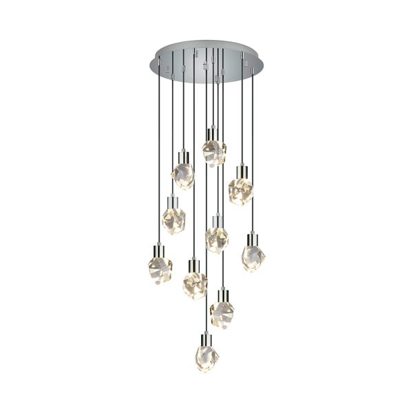 Lampadario LED argentato con paralume in vetro ø 51,5 cm Verano – Trio Select-image-1