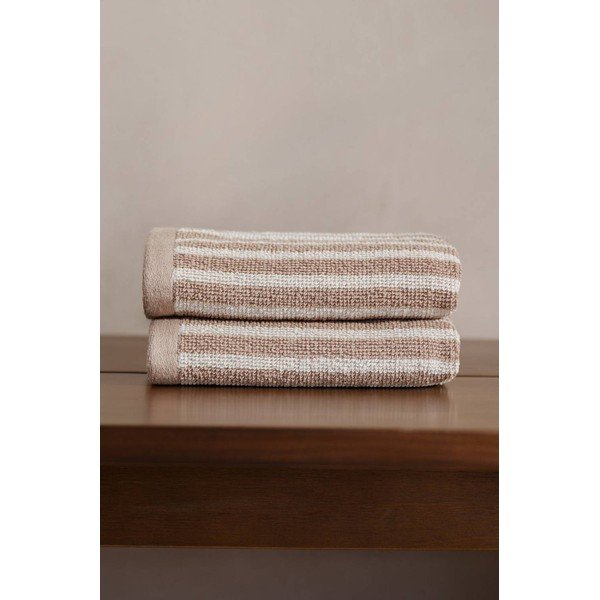 Set di asciugamani beige/color crema in cotone 2 pz 30x50 cm Dixie – Jotex-image-1
