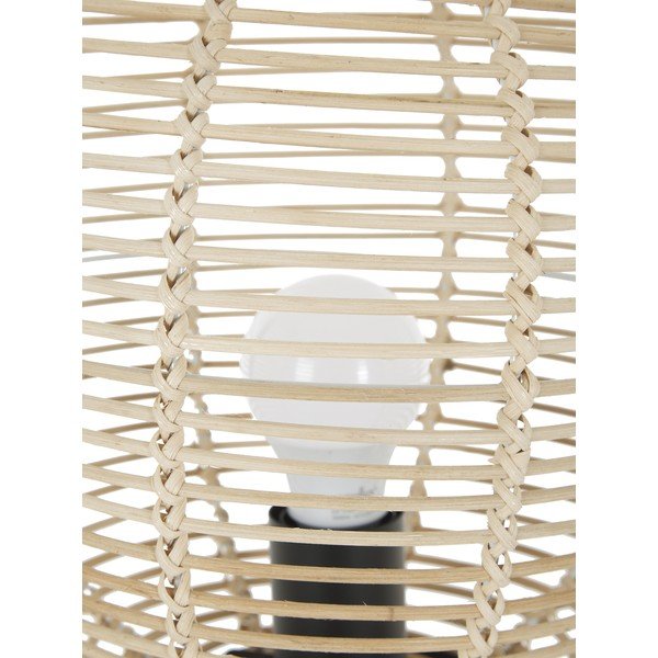 Lampada da tavolo nera con paralume in rattan, altezza 38 cm Wasa - Westwing Collection-image-1
