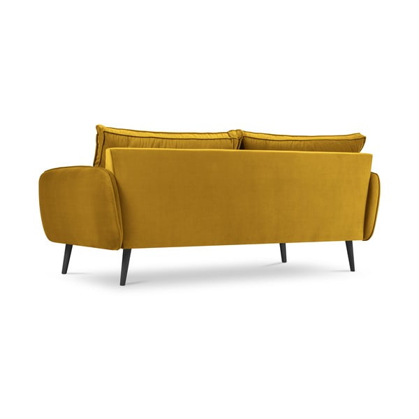 Divano in velluto giallo con gambe nere, 198 cm Lento - Kooko Home-image-3