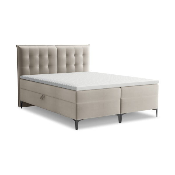 Letto boxspring grigio tortora con contenitore 160x200 cm Mikana – Makamii