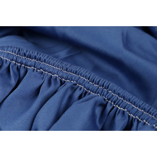 Lenzuolo blu scuro in cotone sateen elasticizzato 140x200 cm - Mijolnir-image-1