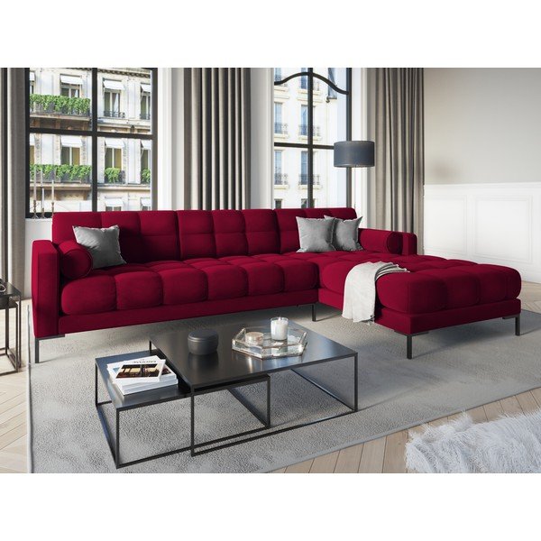 Divano angolare in velluto rosso, angolo destro Bali - Cosmopolitan Design-image-1