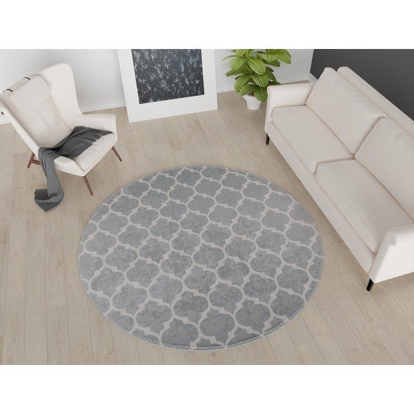 Tappeto rotondo lavabile grigio chiaro ø 100 cm - Vitaus-image-1