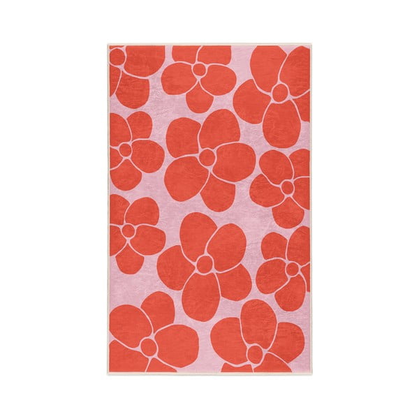 Tappeto rosso e rosa lavabile 60x100 cm Poppy Fields – Mila Home