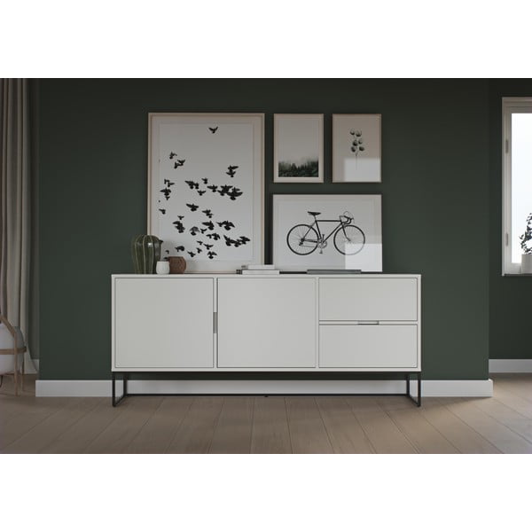 Credenza bianca con gambe in metallo nero Cotone Lipp - Tenzo-image-1