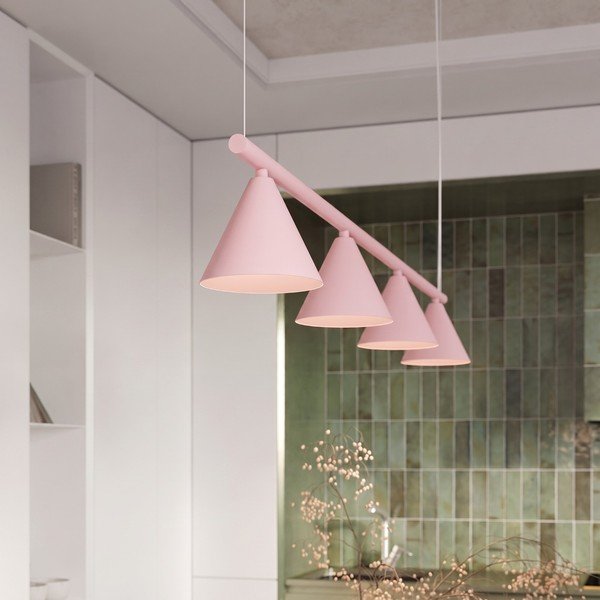 Lampadario rosa in acciaio Zylo – Sollux-image-1