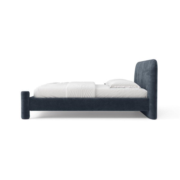 Letto matrimoniale imbottito blu scuro con rete inclusa 140x200 cm Vera – Micadoni -image-2