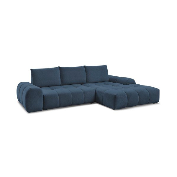 Divano angolare blu scuro allungabile e con contenitore (penisola a destra/chaise lounge) con rivestimento in ciniglia Everest – Bobochic Paris-image-3