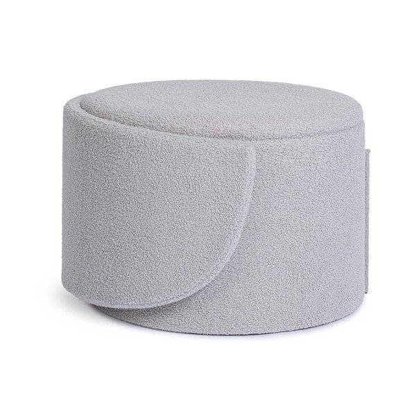 Poggiapiedi grigio chiaro con rivestimento in bouclé Anthea – Yes Everyday-image-2