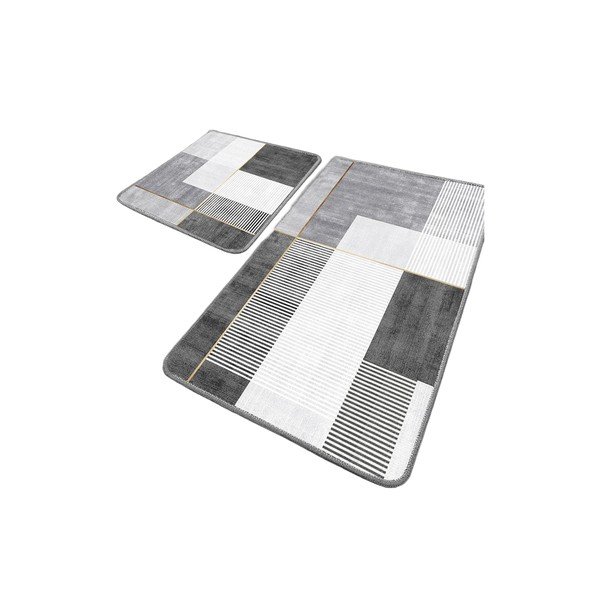 Set di tappetini per il bagno grigi 2 pz 60x100 cm Pendor – Foutastic