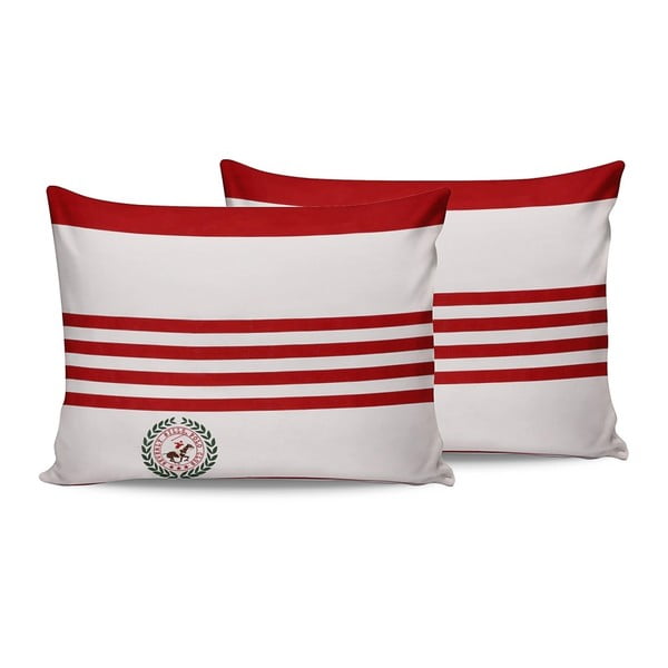 Set di 2 federe in cotone rosso e bianco Rojo, 50 x 70 cm - Beverly Hills Polo Club