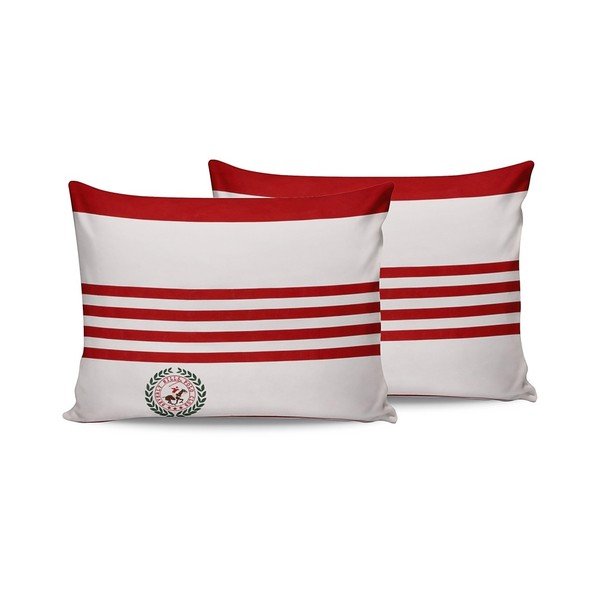 Set di 2 federe in cotone rosso e bianco Rojo, 50 x 70 cm - Beverly Hills Polo Club