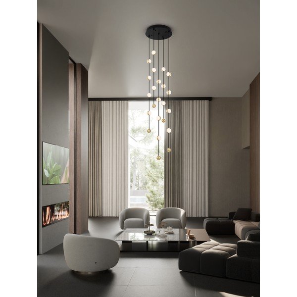 Lampadario LED nero opaco in alluminio con paralume in vetro acrilico con intensità regolabile ø 38 cm Alcinoe – Nova Luce-image-1