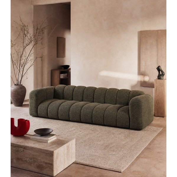 Divano verde con rivestimento in ciniglia 290 cm Lupine – Micadoni -image-1