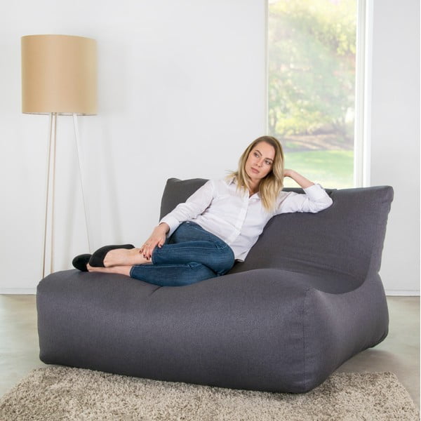 Puof a sacco grigio chiaro con rivestimento in velluto a coste Sofa Lounge – SLOWDOWN-image-1