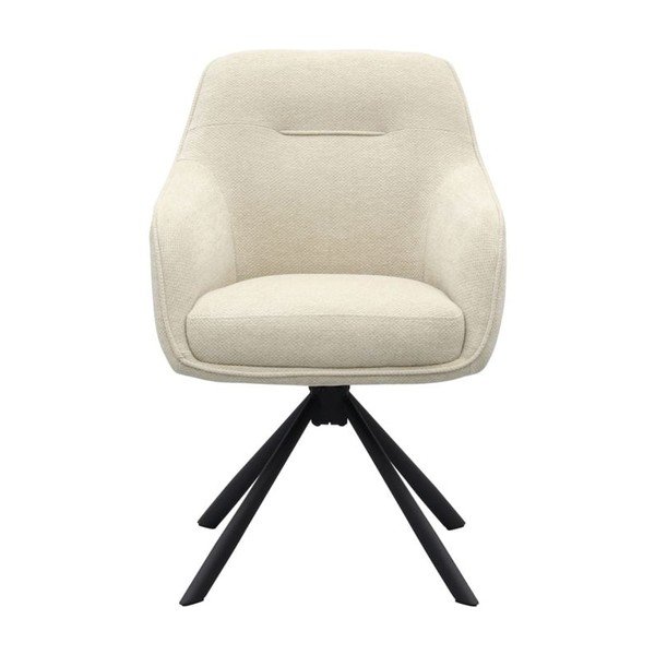 Sedia da pranzo color crema imbottito con braccioli Avola – Unique Furniture-image-1