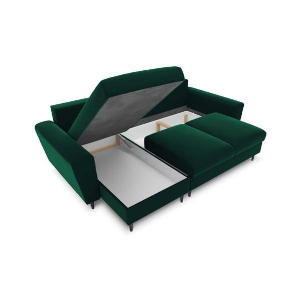 Divano angolare verde allungabile e con contenitore con rivestimento in velluto Kyoto – Cosmopolitan Design-image-2