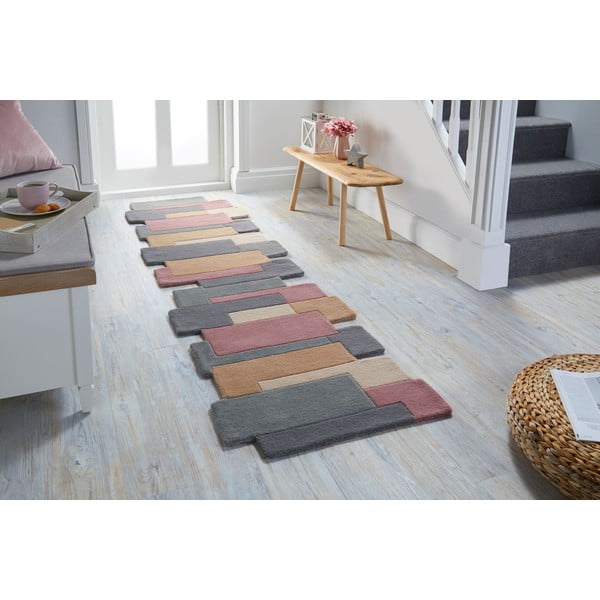 Tappeto in lana marrone 60x230 cm Collage - Flair Rugs-image-1