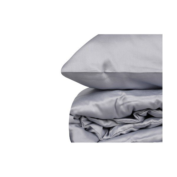 Set copripiumino e federa grigio in raso di cotone per letto matrimoniale/per letto esteso 240x220 cm Elegant – Mijolnir-image-4