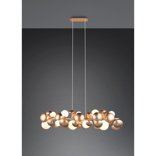 Lampada a sospensione con paralume in vetro bianco-dorato Bubble - Trio Select-image-1