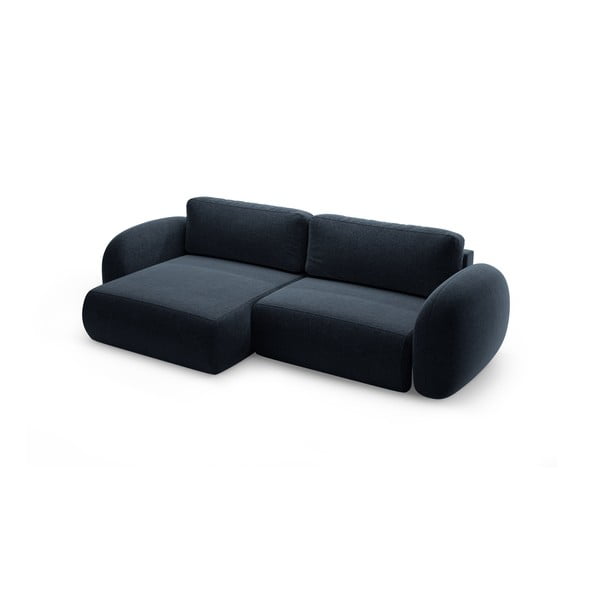 Divano angolare blu scuro allungabile/con contenitore con rivestimento in ciniglia Tonale – Cosmopolitan Design-image-2