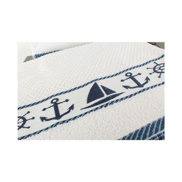 Set di 6 asciugamani Marina bianchi e blu, 30 x 50 cm - Foutastic-image-1