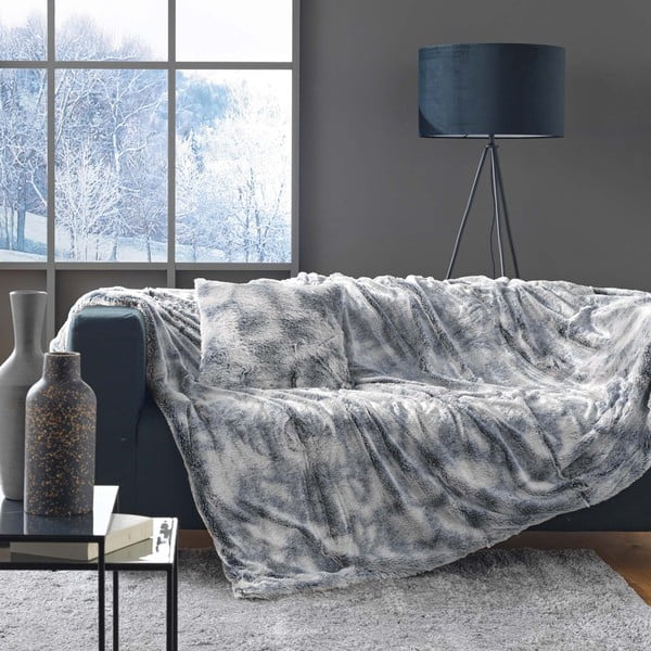 Coperta grigia in pelliccia finta 180x220 cm Antartic – douceur d'intérieur-image-2