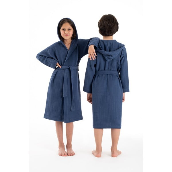 Accappatoio per bambini blu scuro in mussola 5-6 anni Muslin – Foutastic