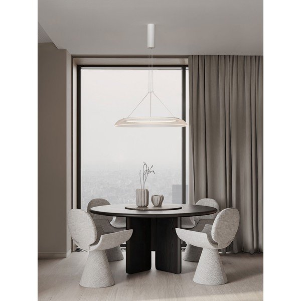 Lampadario LED bianco opaco in alluminio con paralume in vetro acrilico ø 60 cm Mantle – Nova Luce-image-1