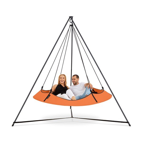 Altalena da giardino arancione con supporto - Hangout Pod-image-2