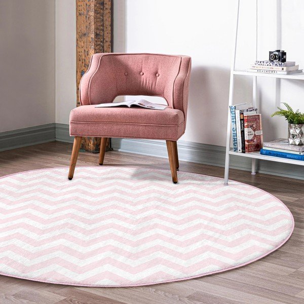 Tappeto rotondo lavabile rosa chiaro adatto per aspirapolvere robot ø 120 cm Comfort - Mila Home-image-1