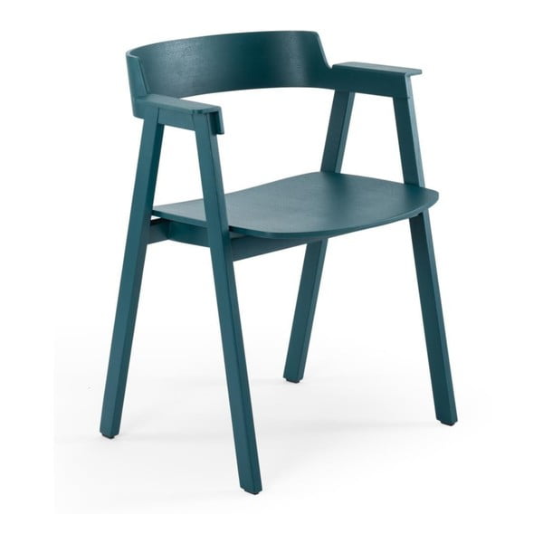 Sedia da pranzo color petrolio in rovere massiccio con braccioli Flip – Gazzda
